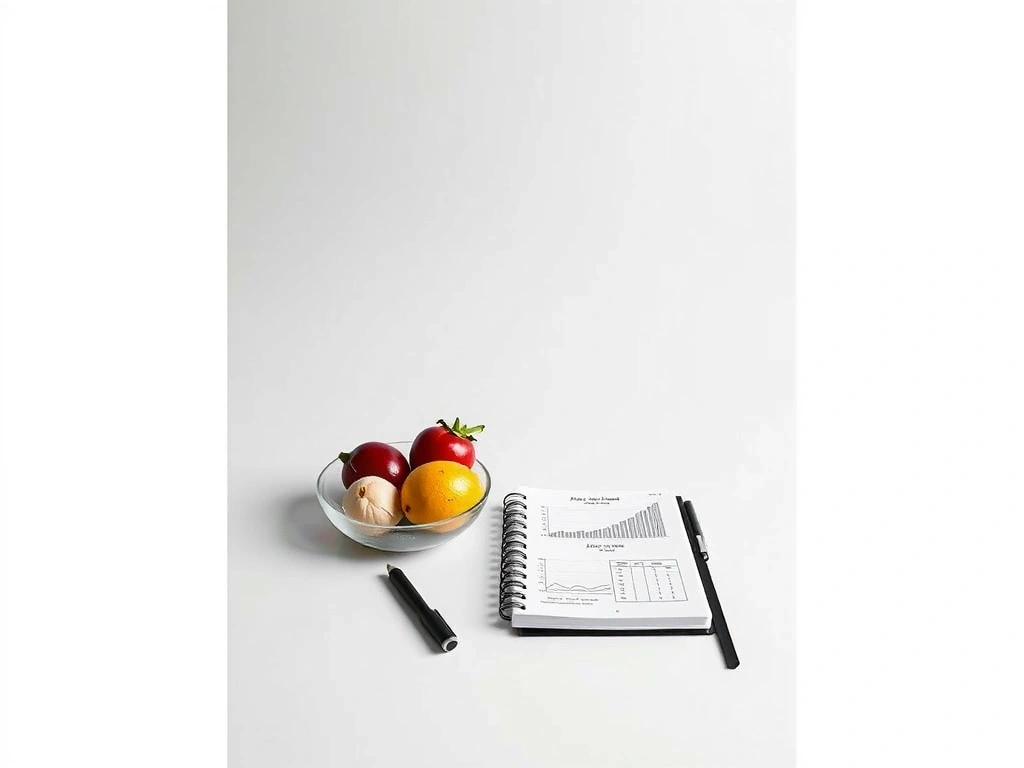 Consultation desk with notebook and local fruits